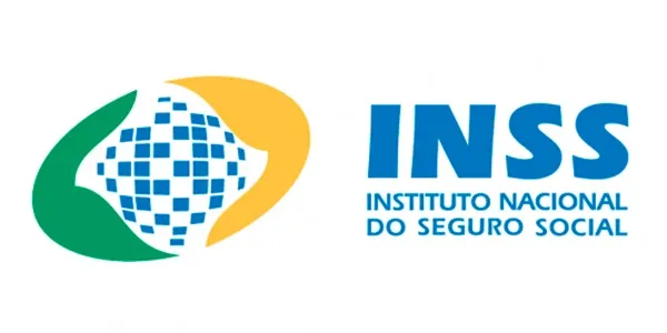 Logo do INSS - Instituto Nacional do Seguro Social, órgão responsável pela previdência social no Brasil, destacando sua marca com cores verde, azul, amarelo e branco.